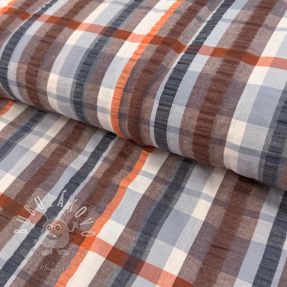 Bavlnená látka SEERSUCKER YARN DYED Checks blue