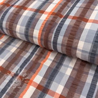 Bavlnená látka SEERSUCKER YARN DYED Checks blue