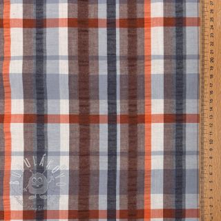 Bavlnená látka SEERSUCKER YARN DYED Checks blue