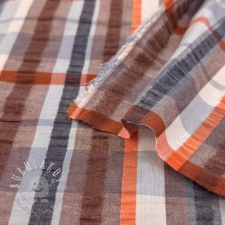 Bavlnená látka SEERSUCKER YARN DYED Checks blue