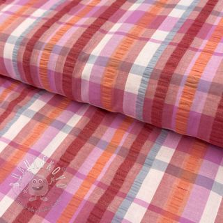 Bavlnená látka SEERSUCKER YARN DYED Checks pink