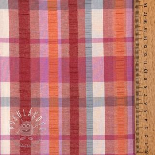 Bavlnená látka SEERSUCKER YARN DYED Checks pink