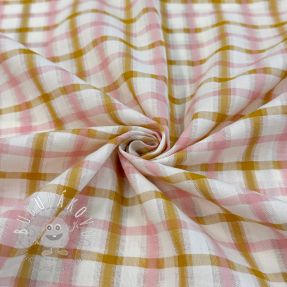 Bavlnená látka SEERSUCKER YARN DYED Checks ecru