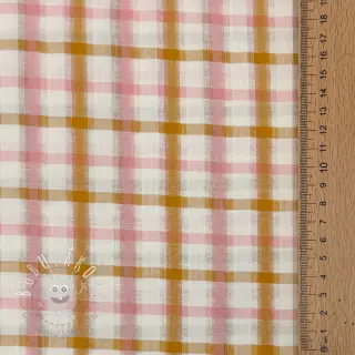 Bavlnená látka SEERSUCKER YARN DYED Checks ecru