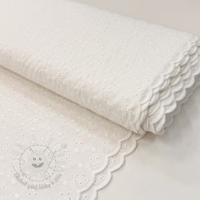Bavlnená látka EMBROIDERY TWO-SIDE SCALLOP Simi white