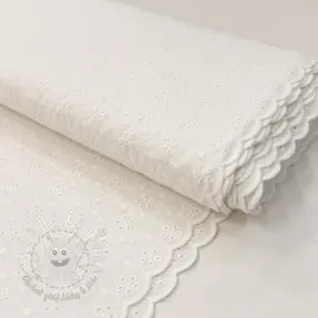 Bavlnená látka EMBROIDERY TWO-SIDE SCALLOP Simi white