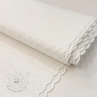 Bavlnená látka EMBROIDERY TWO-SIDE SCALLOP Simi white