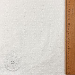 Bavlnená látka EMBROIDERY TWO-SIDE SCALLOP Simi white