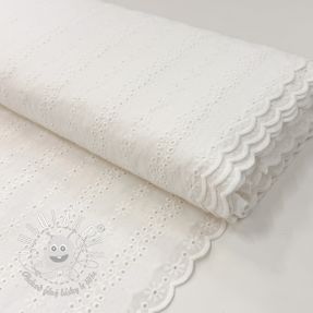 Bavlnená látka EMBROIDERY TWO-SIDE SCALLOP Neo white