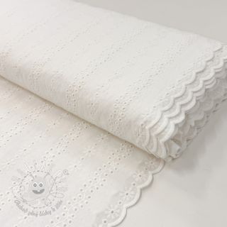 Bavlnená látka EMBROIDERY TWO-SIDE SCALLOP Neo white