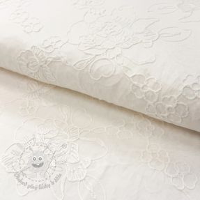 Bavlnená látka VOILE EMBROIDERY Flowers white