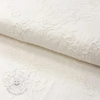 Bavlnená látka VOILE EMBROIDERY Flowers white