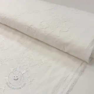 Bavlnená látka VOILE EMBROIDERY Flowers white