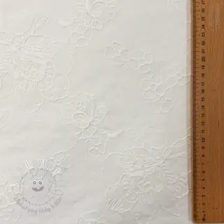 Bavlnená látka VOILE EMBROIDERY Flowers white