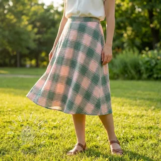 Viskóza CRINKLE Check peach