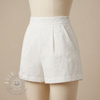 Bavlnená látka VOILE EMBROIDERY Flowers white