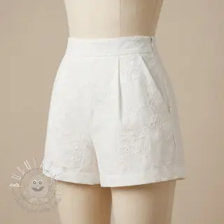 Bavlnená látka VOILE EMBROIDERY Flowers white