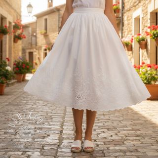 Bavlnená látka VOILE EMBROIDERY ONE-SIDE BORDER white