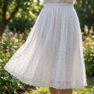 Bavlnená látka EMBROIDERY TWO-SIDE SCALLOP Neo white