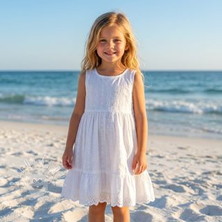 Bavlnená látka EMBROIDERY TWO-SIDE SCALLOP Neo white