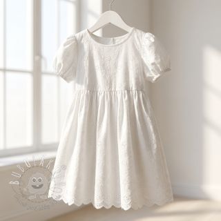 Bavlnená látka EMBROIDERY TWO-SIDE SCALLOP Simi white