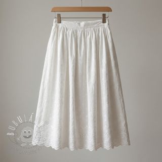 Bavlnená látka EMBROIDERY TWO-SIDE SCALLOP Simi white