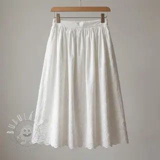 Bavlnená látka EMBROIDERY TWO-SIDE SCALLOP Simi white