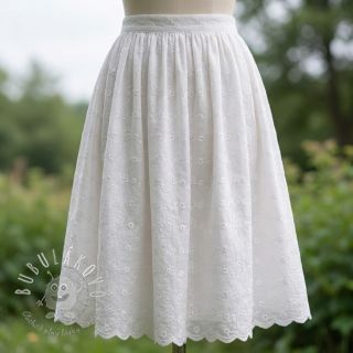Bavlnená látka EMBROIDERY TWO-SIDE SCALLOP Verena white
