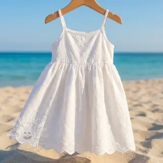Bavlnená látka EMBROIDERY TWO-SIDE SCALLOP Verena white