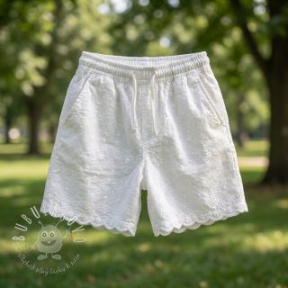 Bavlnená látka EMBROIDERY TWO-SIDE SCALLOP Verena white