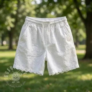 Bavlnená látka EMBROIDERY TWO-SIDE SCALLOP Verena white