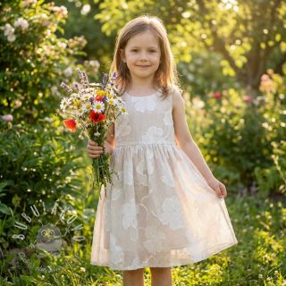 Bavlnená látka YARN DYED Stripes JACQUARD Flowers sand