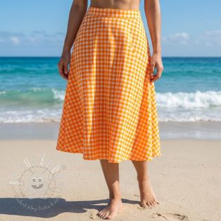 Bavlnená látka YARN DYED NEON SMALL Checks orange