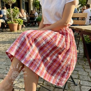 Bavlnená látka SEERSUCKER YARN DYED Checks pink