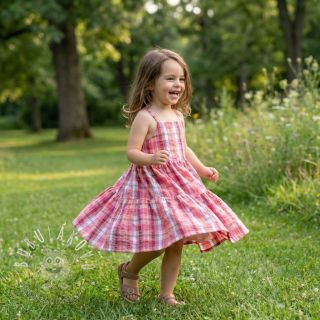 Bavlnená látka SEERSUCKER YARN DYED Checks pink