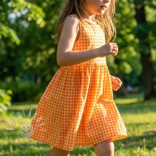 Bavlnená látka YARN DYED NEON BIG Checks orange