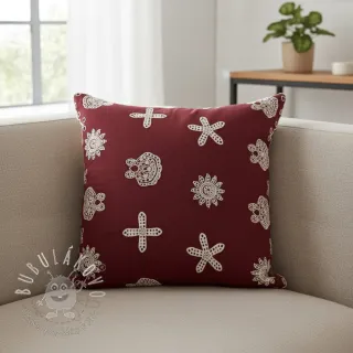 Bavlnená látka EMBROIDERY Sea ornaments bordeaux