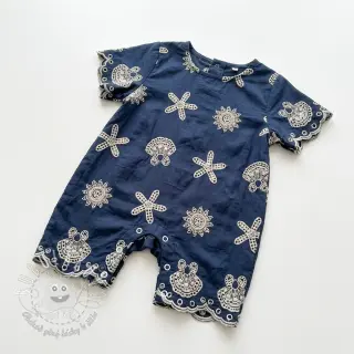 Bavlnená látka EMBROIDERY Sea ornaments navy