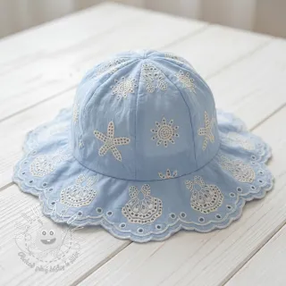 Bavlnená látka EMBROIDERY Sea ornaments light blue