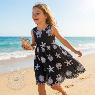 Bavlnená látka EMBROIDERY Sea ornaments black