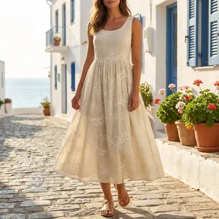 Bavlnená látka VOILE EMBROIDERY Kokka natural