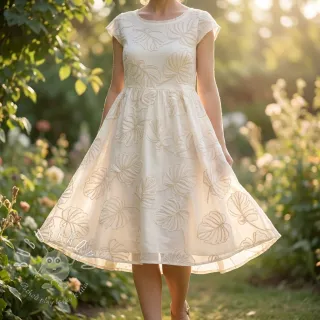Bavlnená látka VOILE EMBROIDERY Kady off white