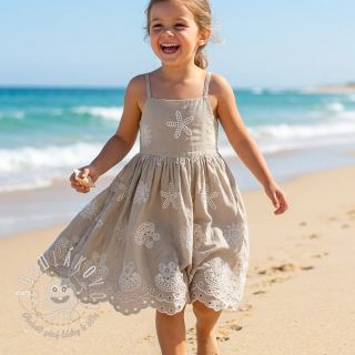 Bavlnená látka EMBROIDERY Sea ornaments natural