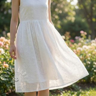 Bavlnená látka EMBROIDERY Pattern white