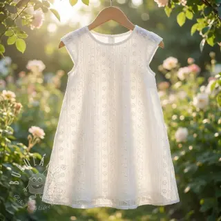 Bavlnená látka EMBROIDERY Pattern white
