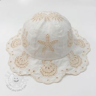 Bavlnená látka EMBROIDERY Sea ornaments white