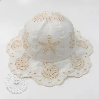 Bavlnená látka EMBROIDERY Sea ornaments white