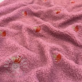 Kabátovina TEDDY EMBROIDERY Little mushrooms pink