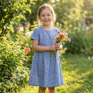 Bavlnená látka s ľanom LUREX blue