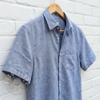 Bavlnená látka s ľanom LUREX blue